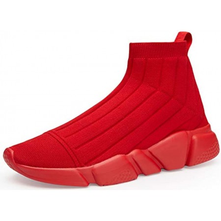 Walking Shoes Slip-On Sneakers Breathable Lightweight Athletic Running Shoes Red